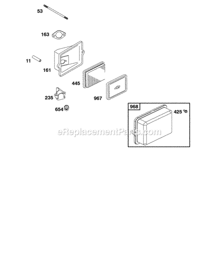 Air Cleaner Diagram and Parts List for 118436-0115-B1  Briggs and Stratton Engine